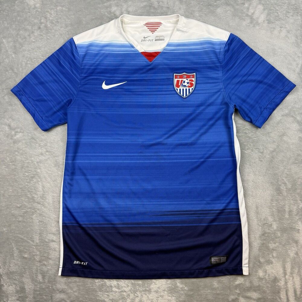 Nike USA USMNT Soccer Jersey Men’s Medium 2015 Dri-FIT Blue Away Kit
